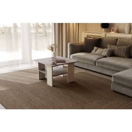 Stolik kawowy kwadratowy ST1 beton/biały 60x60 cm